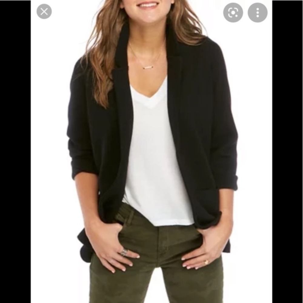 $89 NWOT Philosophy Nordstrom Stretch Ponte Knit Black Work or Casual Blazer XS